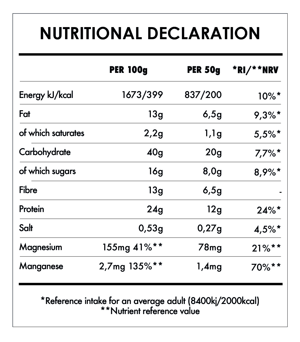 Tabela Nutricional - Mug Cake Extra Protein Peanut Bio